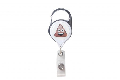 Scrubza-Poop Emoji Retractable Carabiner Badge Holder
